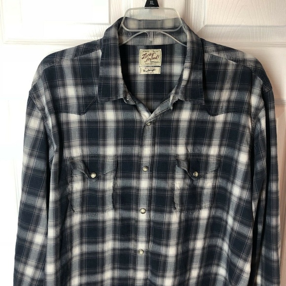 Lucky Brand Men’s Size XL Blue Plaid Snap Front - Picture 3 of 7